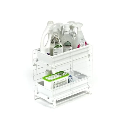 Immagine di Iris Ohyama, Scaffale modulare, sotto il lavello, 2 cassetti scorrevoli ed estraibili, piedini antiscivolo, 22,5 x 39,5 cm, cucina Slide Tray Rack UST 2V Bianco