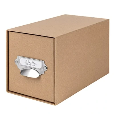 Immagine di Rössler Papier 1327452620 S.O.H.O. Cassetto porta CD, con etichetta inseribile e maniglia, Kraft, 1 pezzo