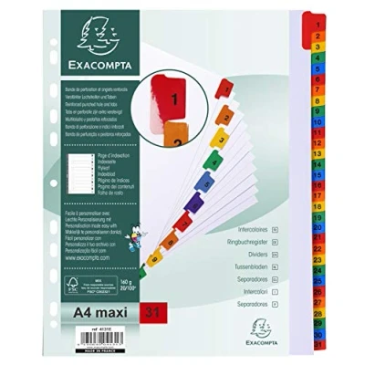 Immagine di Exacompta 4131E Divisori e Segnaletica, 29.70 x 24.50 0.40 cm, Bianco