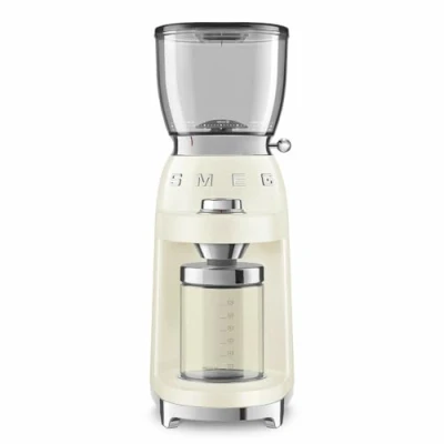 Immagine di Smeg, Macinacaffè CGF11CREU, Livello di macinatura regolabile, 30 Step Macinatura, Contenitore Chicchi Caffè da 350g, Quantità con Sistema Antistatico, 150W, Crema