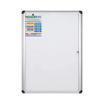 Immagine di Bi Office Bacheca Enclore Extra, Superficie Magnetica in Acciaio Laccato, Con Anta Battente Per Interni Alluminio, Dimensioni: 723 x 984 mm 9xA4
