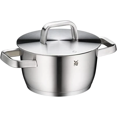 Immagine di WMF Iconic pentola piccola 18 cm, coperchio in metallo, a induzione 2,3 l, pentola, acciaio inox Cromargan lucido, non rivestita