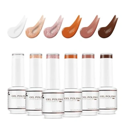 Immagine di Nicedeco Smalto Semipermanente per Unghie Autunno Kit, Lampada UV LED Soak Off Gel Nail Polish Set 16, 6x8ML