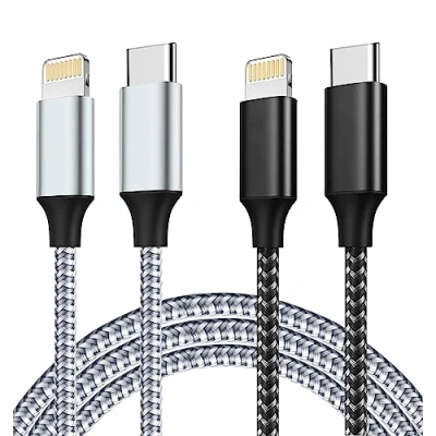 Immagine di IDISON Cavo iPhone usb c 2Pezzi[1M+2M],[Certificato MFi] Lightning Rapida 27W,3A Nylon Caricatore per 14/13/12 Mini/11 Pro/11 Pro Max/11/SE 2020/XR/XS/X/8/8 Plus