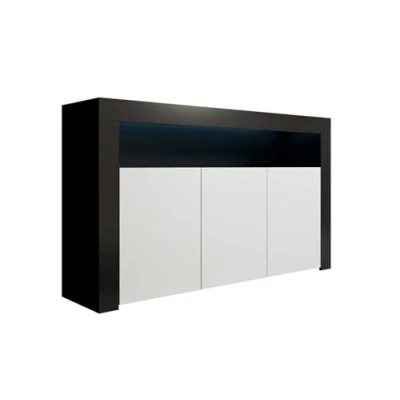 Immagine di MB Muebles Bonitos Credenza Stile Moderno Larghezza 155 x Altezza 91,5 Profondità 37 cm Mobile in Melamina opaca Colore Nero e Bianco Modello Aker