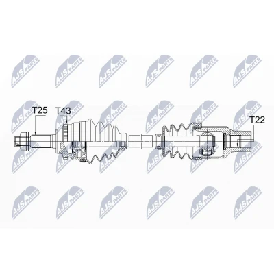 Immagine di NTY NPW SU 025 Albero motore / Semiasse Assale anteriore Dx 640 SUZUKI: SWIFT 3