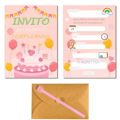 Immagine di 32pz Inviti compleanno Bambino Biglietti Invito,biglietti invito compleanno, Auguri Regalo Ragazza,biglietti bambina,inviti battesimo bimba,festa bambina