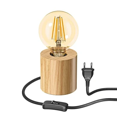 Immagine di ledscom.de lampada da tavolo HITO, legno massiccio, rotonda, incl. LED oro max. 818lm, regolazione a 3 livelli, bianco extra caldo