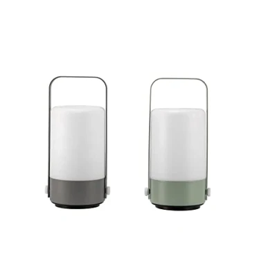 Immagine di Pauleen 2 Lanterne per ciondoli mobili Esterni 48256 Lanterna a LED, Set da Pezzi, IP44, Timer Batteria, incl. 1 x 0,4 Watt Outdoor, plastica 3000 K, Grigio Chiaro, Verde 3000k