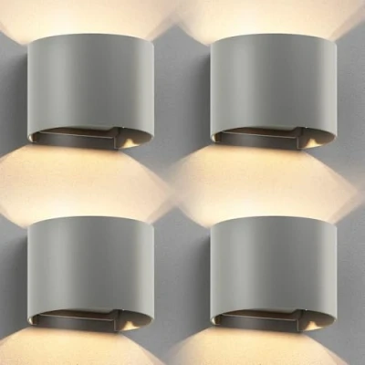 Immagine di ledscom.de 4 pezzi lampada da parete RUNEL per esterni, IP65, up/downlight, grigio opaco, rotonda, 1x G9 max. 10W