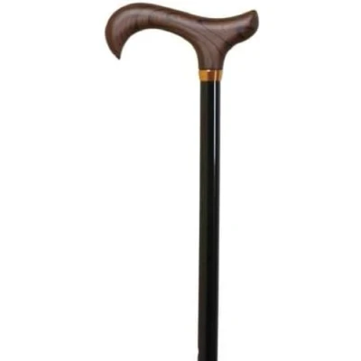 Immagine di STAFFA BASTONE ALLUNGABILE IN ALLUMINIO CON MANICO LEGNO COLORE NERO
