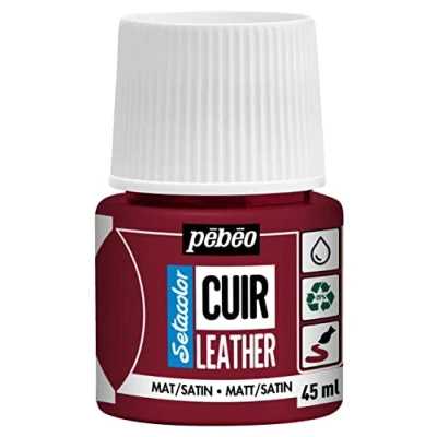 Immagine di Pébéo Setacolor pelle Vernice acrilica per e similpelle Personalizzazione di borse, scarpe, sneaker Resistente a graffi, pieghe abrasioni Finitura opaca/satinata Rosso profondo 45 ml