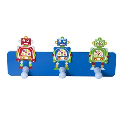 Immagine di Ganci appendiabiti a parete porta per bambini con robot blu tema camera dei ragazzi