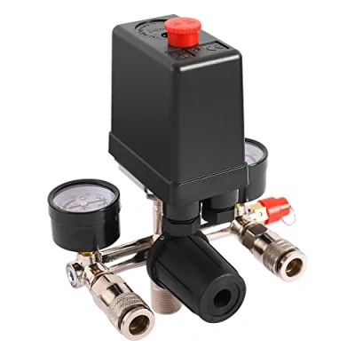 Immagine di Pressostato per interruttore di pressione del compressore d&#039;aria con valvola controllo regolatore manometro 90 120 psi