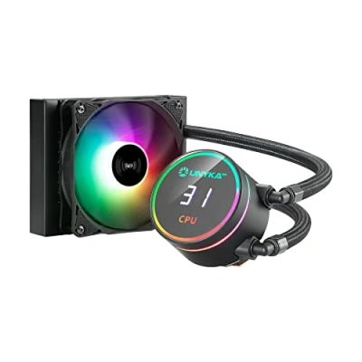 Immagine di UNYKAch Raffreddamento Liquido CPU AQUASTORM Black 120 Pompa Silenziosa, Display per Controllo Temperatura e Ventola RGB con Sensore PWM
