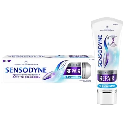 Immagine di Sensodyne Clinical REPAIR, dentifricio per denti sensibili al 5% NovaMin, sollievo di lunga durata, 75 ml