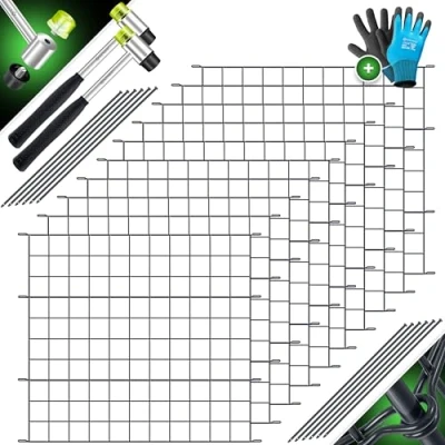 Immagine di KESSER® recinzione per laghetto da giardino, set completo di elementi in metallo, con martello + barre fissaggio, arco superiore rotondo (antracite, piatto,