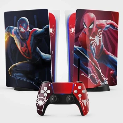 Immagine di adesivo per la PS5 Spider, Playstation 5, console e controller, edizione disco standard, skin Miles Moralles (1 controller)
