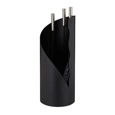 Immagine di Relaxdays Kaminbesteck 4 Teilig Accessori da Camino, Moderni, Componenti, con Attizzatoio, Paletta Raccogli Cenere, Scopino e Supporto, Nero, 80% Acciaio Inox 10% Poliestere, 1 pz