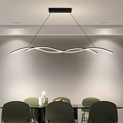 Immagine di FAZRPIP Lampada a Sospensione LED Moderna Onda, lampadari lineari minimalisti apparecchio di Illuminazione per Montaggio soffitto Isola Cucina, Sala da Pranzo, Soggiorno Grande lampadario