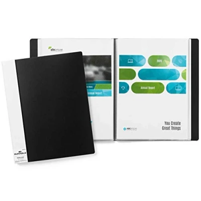 Immagine di Durable 242301 Duralook, portalistino per documenti f.to A4, etichetta personalizzabile, 30 buste termosaldate, dorso 20 mm, nero, conf. da 5 pezzi