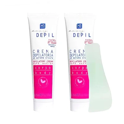 Immagine di Easy Depil KIT 2 PEZZI CREMA DEPILATORIA CORPO GAMBE BRACCIA da 150 ml. Rapida, semplice usare, efficace e sicura. Con Proteine Vegetali Addolcenti. Pelle liscia, Profumazione gradevole, Unisex