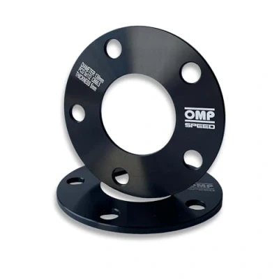 Immagine di OMP Speed Gioco di 2 Distanziali Spessore: 5mm PCD: 5x112 CB: 66.5 OD: 139 Bulloni x10 M12x1.5 Conici + Antifurto Nero Alluminio OMPS08720501