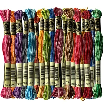 Immagine di 18 matassine multicolore variegato cotone ricamo filo doppio mercerizzato a sei fili punto croce