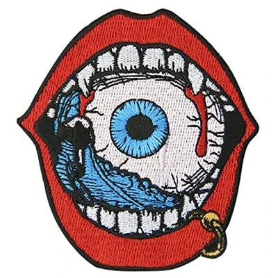 Immagine di Eat Eyeball patch stemma ricamato toppa termoadesiva