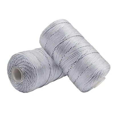 Immagine di Uiopa Filo Macrame 1,5mm x 400m, Corda in Nylon Cordino per Borse Uncinetto, Macramè Grigio Chiaro Ferri e Fai da Te, Decorazioni, Artigianato