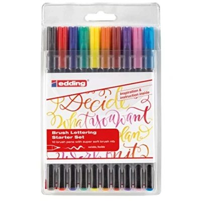 Immagine di edding 1340 brushpen Pennarello Punta fibra; flessibile; Astuccio 10 pz.; Colori assortiti; Tratto variabile