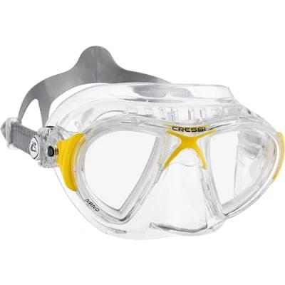 Immagine di Cressi Nano, Maschera Subacquea Unisex Adulto, Trasparente Crystal/Giallo