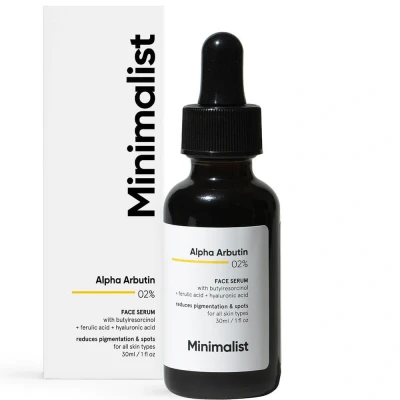 Immagine di Minimalist 2% siero alfa arbutina per la rimozione di macchie pigmento, trasparente, 30 ml (confezione da 1)