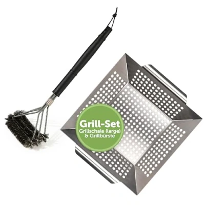 Immagine di Blumtal Spazzola per Griglia in Acciaio Inox e Vassoio (grande) Spazzole a gas Cestino 29,5 x 6 cm