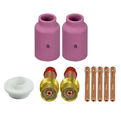 Immagine di RIVERWELD Corpo pinza lente gas 13N24 45V26 (orifizio 2,4 mm) Coppa in ceramica 54N14 8# (D12,5 x42 54N01 Isolante Tig per QQ300 DB SR CK WP 17 18 26 Saldatura 10 pezzi