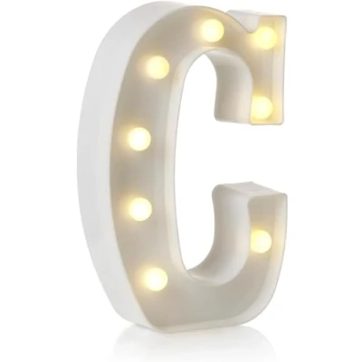 Immagine di Lampada a LED con lettere dell&#039;alfabeto e numeri, decorazione per casa, festa di compleanno, eventi, luci notturne, 22 cm (C)