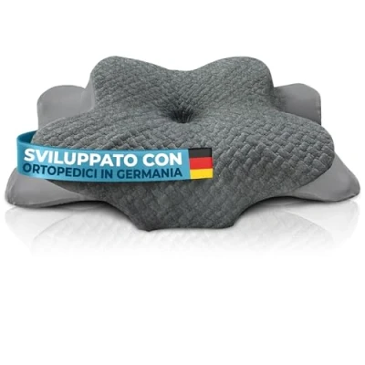Immagine di Glückstoff® Cuscino Per Cervicale [PER TUTTI I TIPI DI SONNO] Dormire Cuscini Ortopedico &amp; Ergonomico Memory Foam Morbido Posturale Antirussamento Neck Pillow