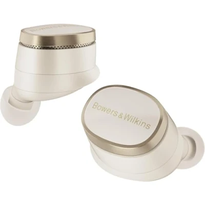 Immagine di Bowers &amp; Wilkins Pi8 True wireless Noise Cancelling Earbuds con Bluetooth aptX, connessione a 24 bit, ritrasmissione audio e 6 microfoni integrati, colore: bianco tortora