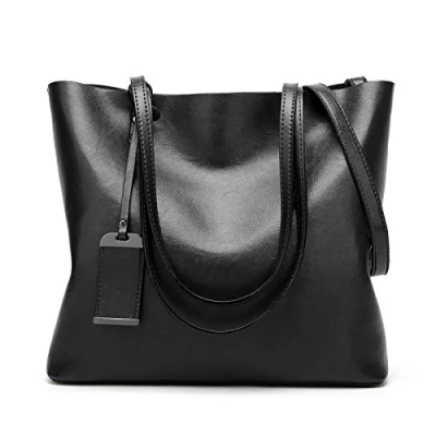 Immagine di Coolives Secchiello Borsa Tote con Tracolla da Donna Borse a spalla Verticale in Pelle PU per Signora Nero