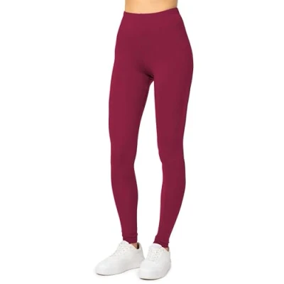 Immagine di Merry Style Leggings Lunghi Donna in Viscosa con Elastan Ampia Pantaloni Banda Elastica Leggins per Casa Palestra Tempo Libero MS10 143 (Borgogna, 4XL)
