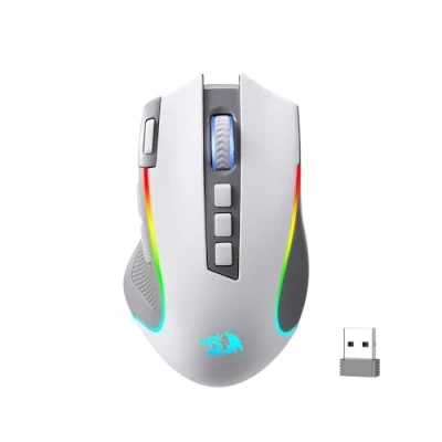 Immagine di Redragon M612 PRO RGB Gaming Mouse 8000 DPI Cablato/Wireless Gamer con 9 tasti programmabili e 6 modalità di retroilluminazione BT &amp; 2.4G Supporto software wireless, grigio bianco