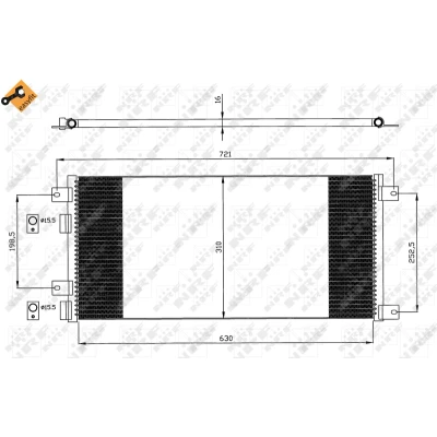 Immagine di NRF EASY FIT 35643 Condensatore con anello tenuta 15,5 Alluminio 630 IVECO: DAILY 4 Kasten/Kombi, 3, 3 Kasten/Kombi