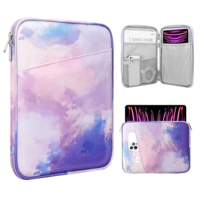 Immagine di TiMOVO 13 Pollici Tablet Sleeve con Tasca per iPad Air 13&quot;, PRO 12.9&quot;, Galaxy Tab S9+/S9 Plus/S10+/S10 Plus/S9 Fe+/S9 Fe Plus 12.4&quot;, Remarkable Paper 11.8&quot;, Viola di Acquerello