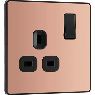 Immagine di BG Electrical Evolve Presa di corrente con interruttore singolo, 13 A, in rame lucido