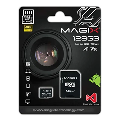 Immagine di Magix Micro SD Card 4K Series Class10 V30 + Adapter Up To 100Mb/S (128Gb)