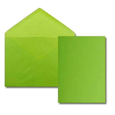 Immagine di FarbenFroh by GUSTAV NEUSER Set di 25 biglietti singoli con buste DIN A6/C6, colore verde chiaro (verde) 14,8 x 10,5 cm, senza pieghe