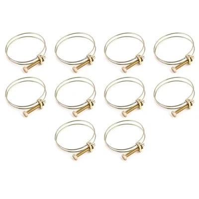 Immagine di 10 pezzi doppio filo fascette stringitubo regolabile tubo acqua Barb lamp Clip Hoop Sanitär Fastener(32 mm (28 32))