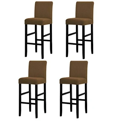 Immagine di LANSHENG Coprisedia, Coprisedie per Bar, Fodera sfoderabile Sedia Rimovibile Elasticizzata da Pranzo Corta Girevole con Schienale Bar (Cammello,4 Pezzi)