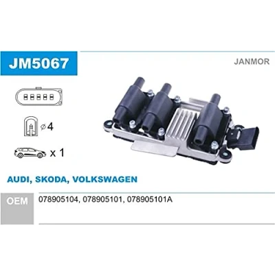 Immagine di JANMOR JM5067 Bobina d&#039;accensione AUDI: A4 B5 Avant, B6 A6 C5 Sedan, VOLKSWAGEN: Passat Variant, GP Variant