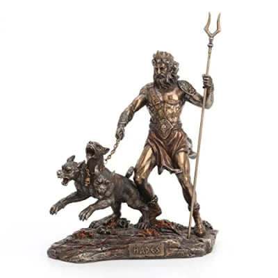 Immagine di Veronese Design Statua greca del dio degli inferi con Cerbero in resina, 23 cm, finitura bronzo